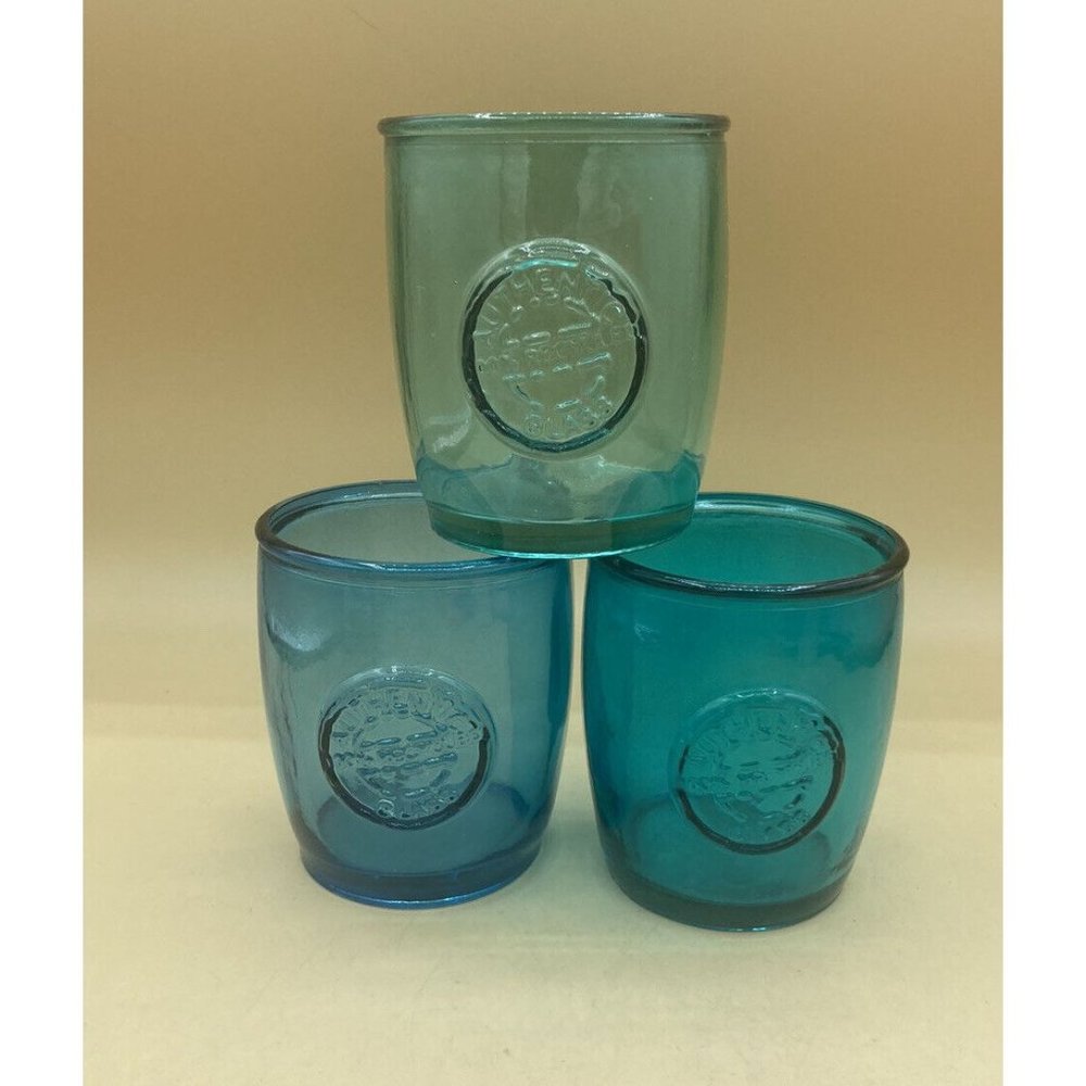 San Miguel LOT 3 Drink 4” Tumbler Glasses 100% Recycled Glass Spain